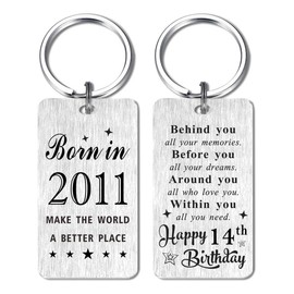 Gezxin Happy 14th Birthday Gifts for Girls Boys- Sweet 14 Year Old Birthday Keychain for Her Him Teen Girl Boy Teenage- Unique 2011 Fourteen Birthday Presents for Women Men