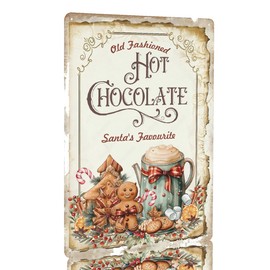 Vintage Old Fashioned Hot Chocolate Metal Tin Sign - Christmas Home Decor 8x12 inch