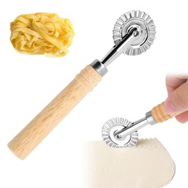 SDFLKAE Dough Wheel Dough Cutter Roller Dough Wheel Wavy Dough Wheel Serrated Pastry Wheel Single Blade Pastry Cutter Wheel Ravioli Crimper Cutter Wheel Pasta Cutter Wheel with Wooden Handle Suitable