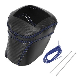 HOPESPANNER Gear Shift Knob Cover for Nissan Rogue 2021-2024 Anti-Slip Black Carbon Fiber Blue Stick Shifting Handle Protector Faux Leather 1 Set