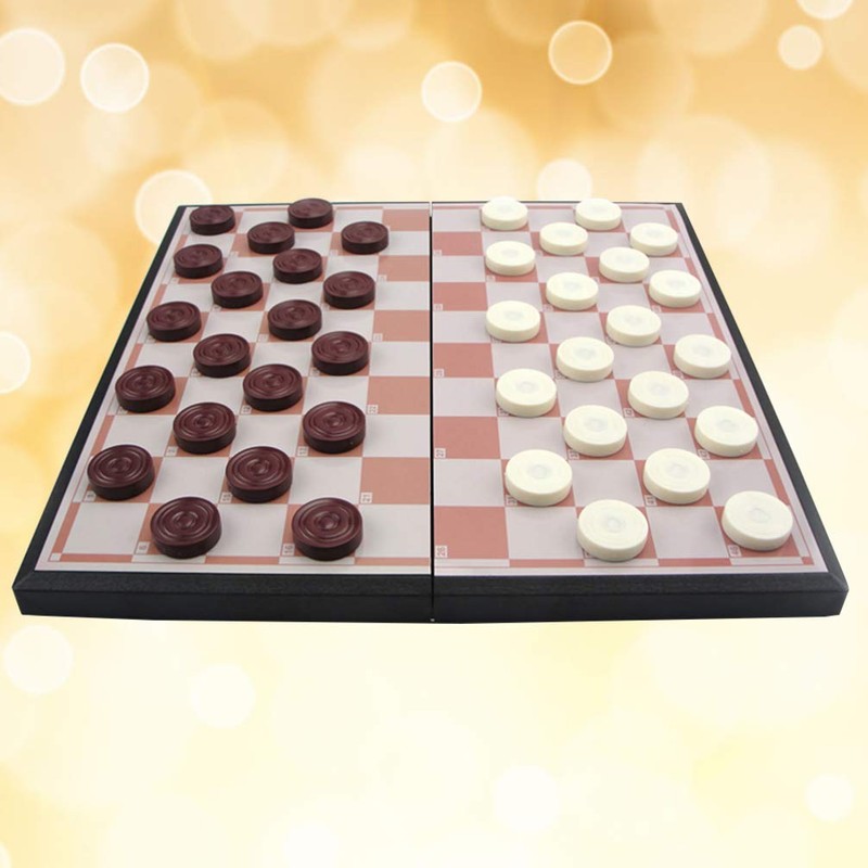TOYANDONA Draughts Board Games Wooden Draught Magnetic Checkers Board Game