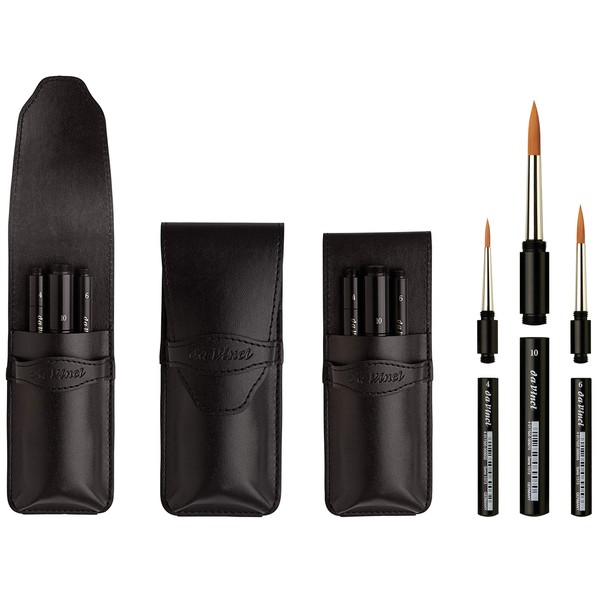 Da Vinci 5382-1573 Series Travel Brush Case Set, Leather, Black, 30 x 30 x 30 cm