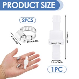 Jecdfs Valvola di non ritorno acqua da 10 mm, valvola di ritegno in plastica con 2 fascette per fissaggio - Ideale per lavatrici, asciugatrici, sistemi di scarico di liquidi e gas