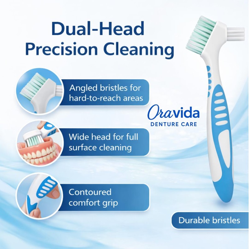 Oravida Denture Cleaning Kit – Denture Brush Bundled with Dentu