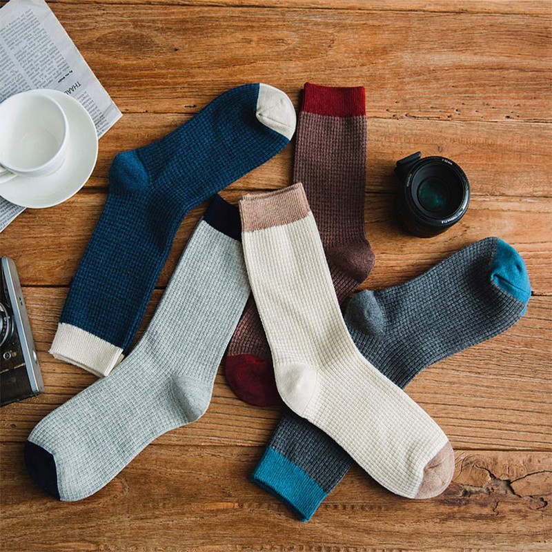 100% Cotton Crew Socks for Men,Mens Cotton Knitted Plain Socks
