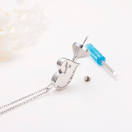 Ladytree Cremation Urn Necklace for Ashes 925 Sterling Silver Daughter Forever in My Heart Keepsake Memorial Pendant Waterproof Urn Jewelry for Women Men
