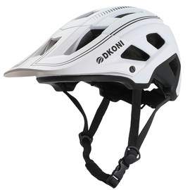 DKONI Bike Helmet for Youth Adults Men Women, Ages 8 and Up- Lightweight, Adjustable Fit 54-61cm, Removable Visor & Liners, 17 Large Air Vents (Large, White/Black)