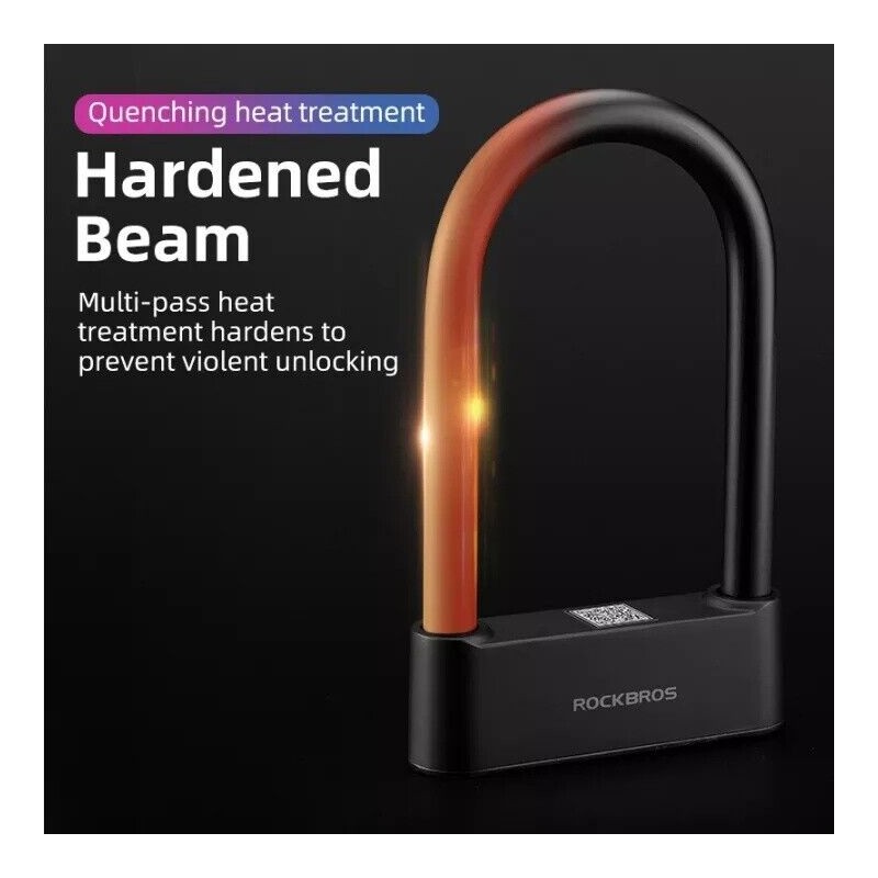 ROCKBROS Bike U Shape Lock Smart Bluetooth Fingerprint Lock Phone