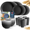 Teivio 32-Piece Kitchen Plastic Wheat Straw Dinnerware Set, Service for