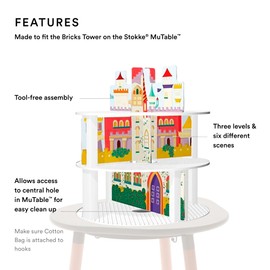 Stokke MuTable Bricks Tower Scenario, Castle - Three Levels & Six Fairy Tale Castle Scenes - Tool-Free Assembly - for Ages 3+