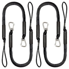 4 Pack Bungee Dock Line with Stainless Steel Clip 3FT Mooring Rope Boat Accessories Docking Lines PWC Dockline for Boats Kayak, Jet Ski, Pontoon, Canoe, Power Boat WaveRunner (Black)
