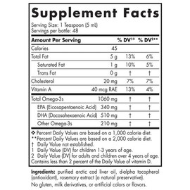 Nordic Naturals Arctic Cod Liver Oil Unflavoured 237ml Fish Oils