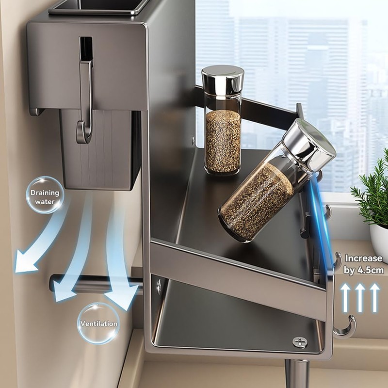 Multifunctional Wall-Mounted Knife Holder Kitchen Utensils Holder Spice Storage Organizer
