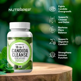 Candida Cleanse Detox Supplement - Women Men Natural Yeast Overgrowth Support with Caprylic Acid Probiotics Complex - Vegan Gluten Free, 90 Count