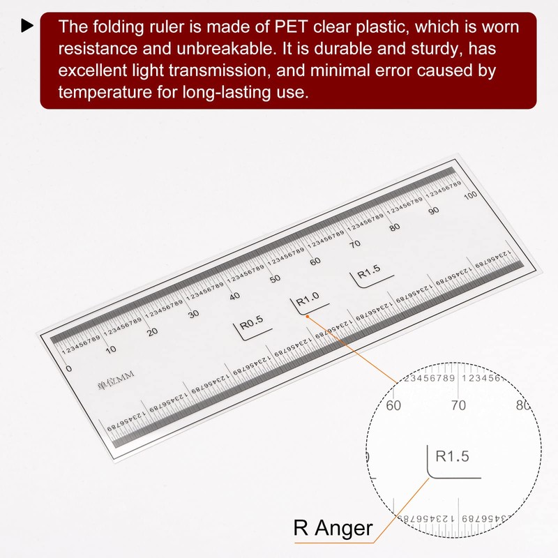 sourcing map 2pcs Film Flexible Ruler 10cm 0.1mm Scale with