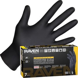 SAS Safety 66519 Raven Guantes desechables de nitrilo sin polvo, XL, 7 mil de grosor (paquete de 100)
