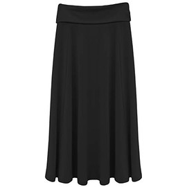 Baby'O Girl's Fold Over Waist Ankle Length Long Skirt Long Skirt (Black - X-Large)