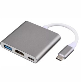 MR. GADGETS Adaptador Hub USB-C 3 en 1, USB-A 3.0, HDMI 4K 30Hz, PD 87w, Adaptador USB Tipo C, Compatible con iPad OS, Android, Chrome OS, Mac OS,... 