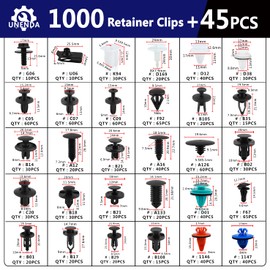 Car Push Retainer Clips 1045PCS Auto Fasteners Assortment-30 Most Popular Sizes Nylon Bumper Fender Rivets with 10 Cable Ties and Blue Fastener Remover for Ford GM Toyota Honda Chrysler Benz Nissan