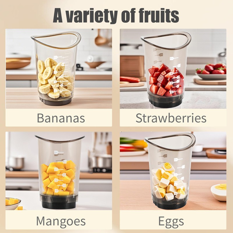 Fruits Slicer Cup,Fruit Slicing Cup with Removable Blade-Strawberry, Banana, Cucumber,