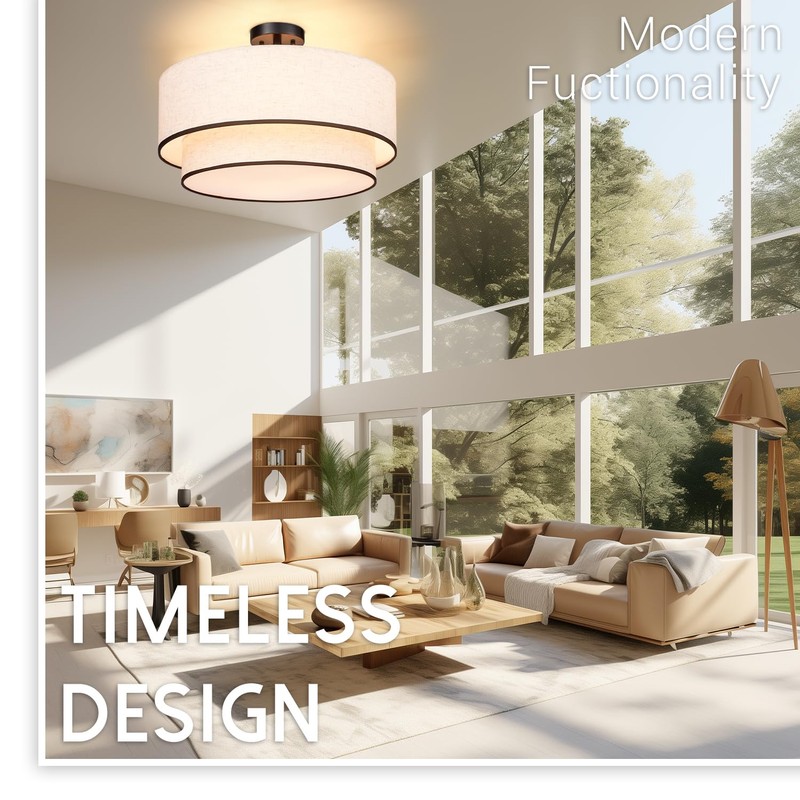 Hamilyeah 20 inch Semi Flush Mount Ceiling Light Fixture with
