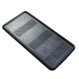 Irongate Entryway Set of 2 Rugged Compact All-Weather Rubber Boot Trays, 16" X 18", Black