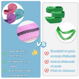 Manricle 3PCS Bandas de Resistencia - Bandas Elásticas de Ejercicio, Bandas de Resistencia Multiusos para Yoga, Pilates, Fitness, Entrenamiento, Entrenamiento de Fuerza (Verde+Rosa+Morado)
