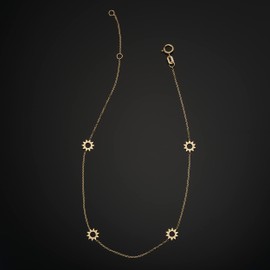 14k Yellow Gold Sun Station Ankle Bracelet (adjusts to 9 or 10 inches)