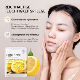 Shefave Sheet Mask, Korean Mask, Cloth Masks, Pack of 8, Essence Face Mask, Korean Face Mask Sheets, Nourishing Mask Beauty, Even Skin Tone (M, Lemon)
