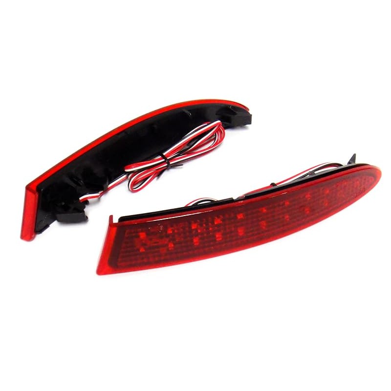 2x Red Lens Rear Bumper Reflector LED Tail Stop Brake