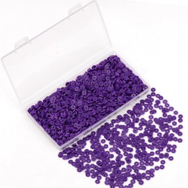 Auvoau 2000Pcs White Clay Beads Polymer Clay Spacer Beads Flat Beads 6mm Round Heishi Vinyl Beads for DIY Craft Gift Adults Bracelets Necklace Jewelry Making Earring Accessories (Purple)