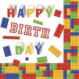 Napkins Birthday 20 Napkins Building Blocks for Birthday | Children | Children's Motif | Boy | Party | Happy Birthday | Table Decoration 33 x 33 cm