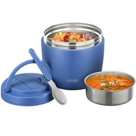 wiwens Thermo Food Jar for Hot Food Adults 32OZ Soup Thermo Lunch Containers Wide Mouth Vacuum Insulated Stainless Steel Leakproof Bento Box with Spoon (Blue)