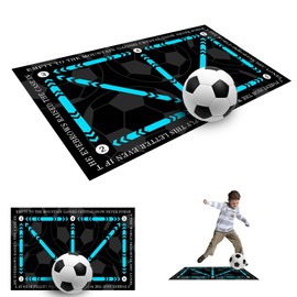BRTNUP Football Footstep Training Mat 60x90cm, Non-Slip Dribble Mat for Kids & Adults (Blue)