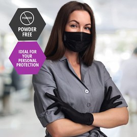 Black Nitrile Disposable Gloves - Latex Free, Powder Free, Exam Disposable Gloves, Disposable, Surgical, Cleaning, Food Gloves, Extra Strong, Multi-Purpose Gloves, Disposable Gloves (SMALL)