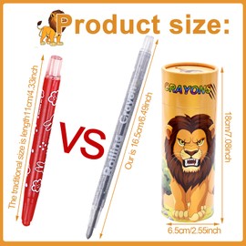 YEIUZPT Crayons for Toddlers, 24 Colours Twistable Crayons Set Lion Educational Learning Drawing Pens Washable Silky Crayons Set Scribble Paint Sticks Kids Paint Pens Twist Up Down Gift for Kids