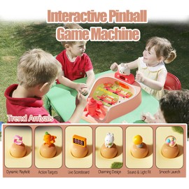 XunLexing Interactive Pinball Machine Toys -Board Games Toy with Featuring Sound, Lighting Effects, Score Display Screens, Birthday Gift Ideas for Kids I Fun Family & Party Game(A02)