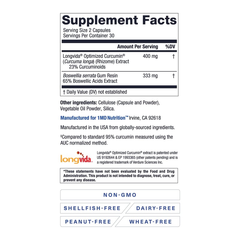 1MD Nutrition CurcuminMD Plus - Turmeric Curcumin with Boswellia Serrata