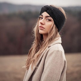 DRESHOW Women Warm Knitted Headband Winter Ear Warmer Crochet Head Wraps Thick Fleece Lining Hair Bands