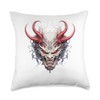 Scary Yokai Oni Mask Japanese Anime Warrior Throw Pillow