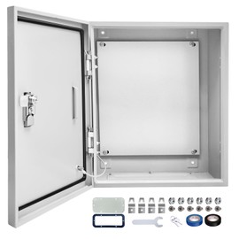 Outdoor Electrical Box 24 x 24 x 12''D NEMA 4X Enclosure Steel Box, Waterproof & Dustproof Outdoor/Indoor Lockable Electrical Junction Box, with Mounting Plate