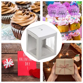 Candy Apple Boxes With Hole | Pack of 12 White Glossy 4x4x4 Inch Caramel Apple Supplies | Packaging Kit