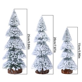 Zliger Pack of 3 Mini Christmas Trees, 10/15/20 cm, Artificial Christmas Tree, Small, Mini Green Christmas Tree with Snow Effect, Artificial Small Pine Tree, for Christmas Decoration, Table