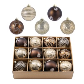 Valery Madelyn Christmas Tree Decorations Copper Baubles,12pcs 8cm Bronze Luxury Shatterproof Ball Ornaments for Tree Decorations, Hanging Gifts