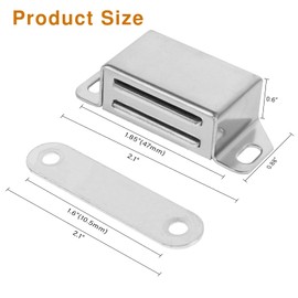 8 PCS Magnetic Door Catch, Thicken Cabinet Door Magnets Cupboard Catches Magnetic Strip Magnet Catch for Wardrobe Closet Cupboard Door Closing (Silver)