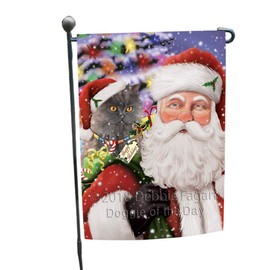 Doggie of the Day Selkirk Rex Cat Garden Flags - Christmas Santa with Presents - Double Sided - Yard Porch Lawn Spring Decorative Gift - Home Decor 12 1/2"w x 18"h - GFLAG52124