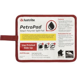Justrite PetroPad 1.2 Gallon Capacity Oil Absorbent Pads, 24" x 18", Eco-Friendly Washable and Reusable Absorbent Oil Mat for Indoor and Outdoor Use, Small, 83982