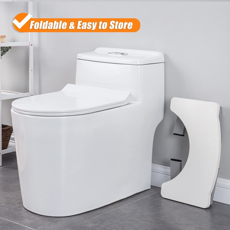 Toilet stool Wood, Foldable Poop stool for Adult, 7" Wooden