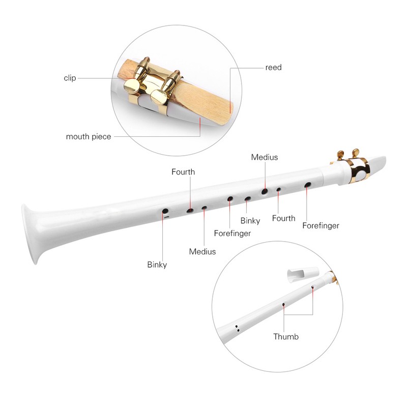 White Pocket Sax Portable Mini Saxophone Key of C Little