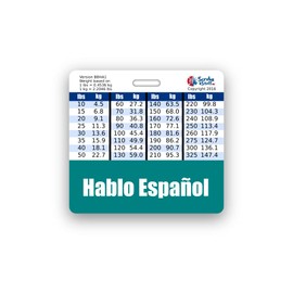 Hablo Español (I Speak Spanish) Badge Buddy Horizontal w/Height & Weight Conversion Charts (Standard, Teal)